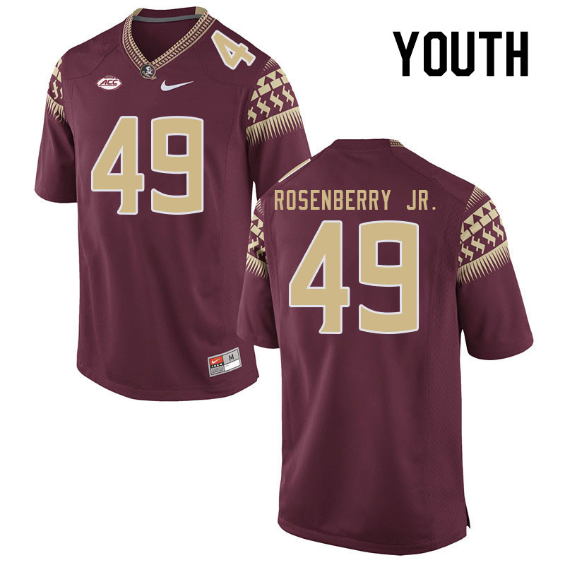 Youth #49 James Rosenberry Jr. Florida State Seminoles College Football Jerseys Stitched-Garnet